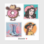 女性のカーボーイウェスタン・エステティック シール (シート)