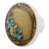 女性のカーボーイウエスタンカントリーブラウンターコイズフローラ セラミックノブ (右)