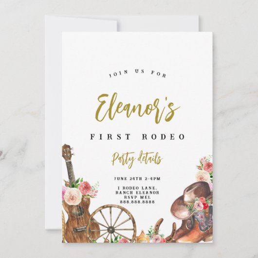 女性のカーボーイウエスタンカントリー誕生日招待状 招待状 (正面)