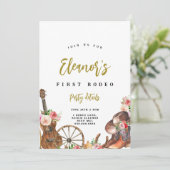 女性のカーボーイウエスタンカントリー誕生日招待状 招待状 (スタンド正面)