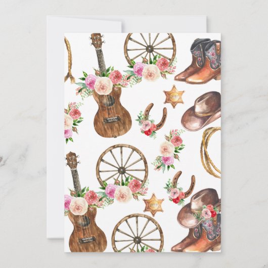 女性のカーボーイウエスタンカントリー誕生日招待状 招待状 (裏面)