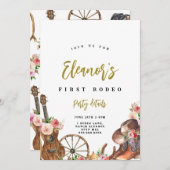 女性のカーボーイウエスタンカントリー誕生日招待状 招待状 (正面/裏面)