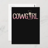 女性のカーボーイウエスタンハットカントリーウーマンロデオライディング ポストカード (正面/裏面)