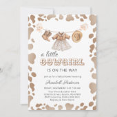 女性のカーボーイウエスタンハットブーツドレスベビーシャワー 招待状 (正面)