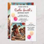 女性のカーボーイウエスタンバースデーパーティー 招待状 (正面/裏面)