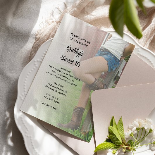 女性のカーボーイウエスタンバーンパーティースウィート16バースデーパーティー 招待状