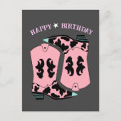 女性のカーボーイウエスタンブーツランチカウボーイ誕生日 ポストカード (正面)