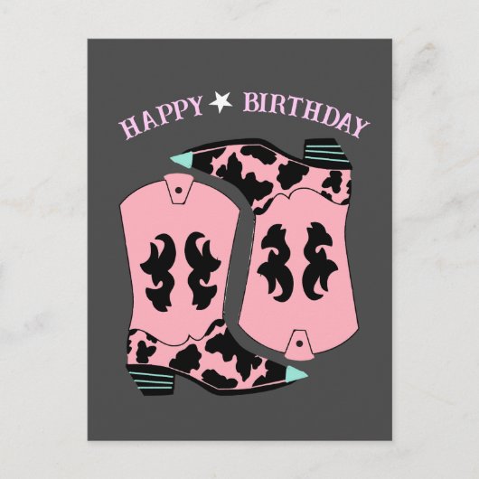女性のカーボーイウエスタンブーツランチカウボーイ誕生日 ポストカード (正面)