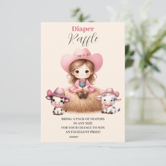 女性のカーボーイウエスタンベビーガールおむつラッフル エンクロージャーカード (スタンド正面)