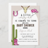 女性のカーボーイウエスタンベビーシャワー 招待状 (正面/裏面)