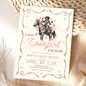 女性のカーボーイウエスタンベビーシャワー 招待状