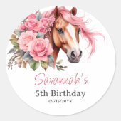 女性のカーボーイウエスタンホースバースデーパーティー ラウンドシール (正面)