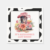 女性のカーボーイウエスタンラストロデオバチェロレッテ スタンダードカクテルナプキン (正面)