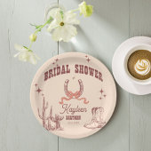 女性のカーボーイウエスタンレトロブライダルシャワーカスタマイズ ペーパープレート