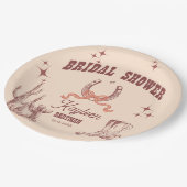 女性のカーボーイウエスタンレトロブライダルシャワーカスタマイズ ペーパープレート (アングル)