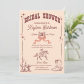 女性のカーボーイウエスタンレトロブライダルシャワー 招待状 (スタンド正面)