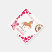 女性のカーボーイウエスタンロデオかわいい赤ちゃんシャワーピンク スタンダードカクテルナプキン (角)