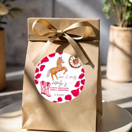 女性のカーボーイウエスタンロデオかわいい赤ちゃんシャワーピンク ラウンドシール