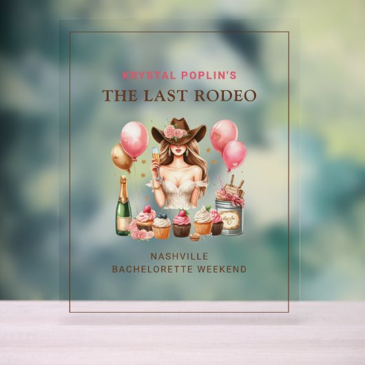 女性のカーボーイウエスタンロデオテーブルトップ アクリルサイン (ニュートラル)