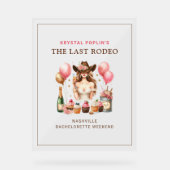 女性のカーボーイウエスタンロデオテーブルトップ アクリルサイン (正面)