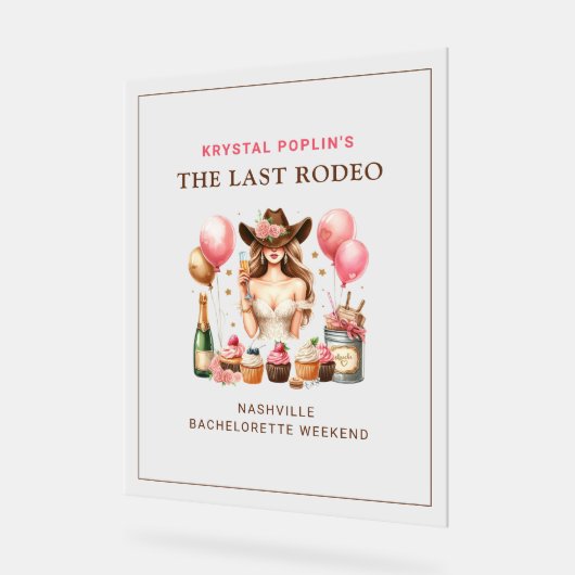 女性のカーボーイウエスタンロデオテーブルトップ アクリルサイン (傾斜)