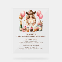 女性のカーボーイウエスタンロデオバチェロレッテブライダルシャワー アクリルサイン