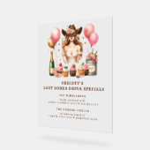 女性のカーボーイウエスタンロデオバチェロレッテブライダルシャワー アクリルサイン (傾斜)