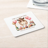 女性のカーボーイウエスタンロデオバチェロレッテブライダルシャワー スクエアペーパーコースター (アングル)