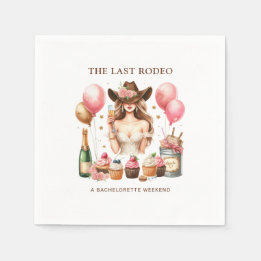 女性のカーボーイウエスタンロデオバチェロレッテブライダルシャワー スタンダードカクテルナプキン