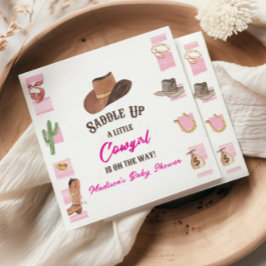 女性のカーボーイウエスタンロデオワイルドウエストベイビーシャワー スタンダードランチョンナプキン