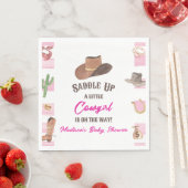 女性のカーボーイウエスタンロデオワイルドウエストベイビーシャワー スタンダードランチョンナプキン (インサイチュ)