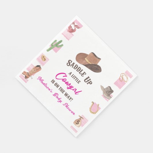 女性のカーボーイウエスタンロデオワイルドウエストベイビーシャワー スタンダードランチョンナプキン (角)