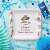 女性のカーボーイウエスタンロデオワイルドウエストベイビーシャワー ペーパープレート (パーティー)