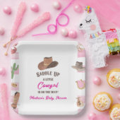 女性のカーボーイウエスタンロデオワイルドウエストベイビーシャワー ペーパープレート (パーティー)