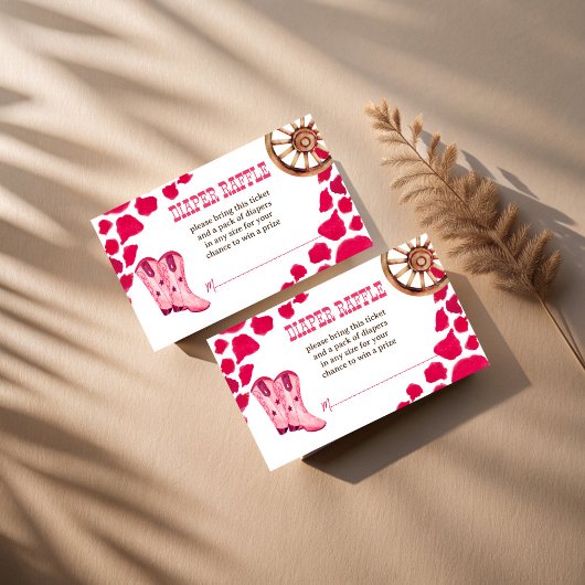 女性のカーボーイウエスタンロデオ赤ちゃんシャワーおむつラッフル エンクロージャーカード