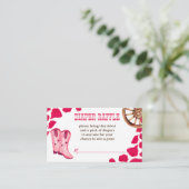 女性のカーボーイウエスタンロデオ赤ちゃんシャワーおむつラッフル エンクロージャーカード (スタンド正面)