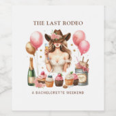 女性のカーボーイウエスタンロデオ ワインラベル (シングルラベル)