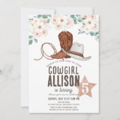 女性のカーボーイウエスタンワイルドウェストフローラ誕生日 招待状 (正面)