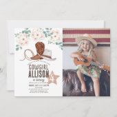 女性のカーボーイウエスタンワイルドウェストフローラ誕生日 招待状 (正面)