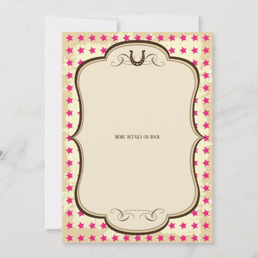 女性のカーボーイウエスタン誕生日招待状 招待状 (裏面)