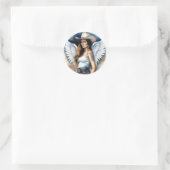 女性のカーボーイエンジェルステッカー ラウンドシール (バッグ)