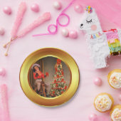 女性のカーボーイオンサドルとクリスマスツリープレート ペーパープレート (パーティー)