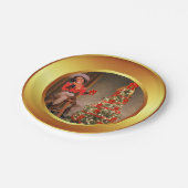 女性のカーボーイオンサドルとクリスマスツリープレート ペーパープレート (アングル)