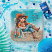 女性のカーボーイオンビーチガールバースデーパーティー ペーパープレート (パーティー)