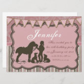 女性のカーボーイオンピンク 招待状 (正面/裏面)