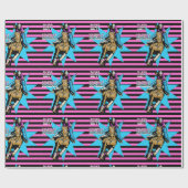 女性のカーボーイオ走ンズホースハッピーバースデー ラッピングペーパー (フラット)