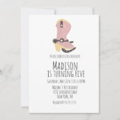 女性のカーボーイカウバースデーパーティー任意の年齢招待状 案内状 (正面)