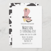 女性のカーボーイカウバースデーパーティー任意の年齢招待状 案内状 (正面/裏面)