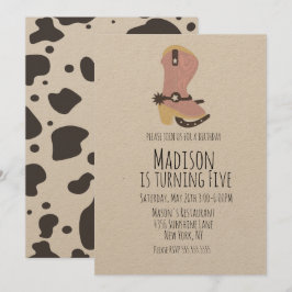 女性のカーボーイカウバースデーパーティー任意の年齢招待状 案内状