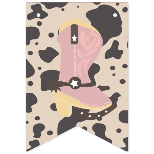 女性のカーボーイカウピンク自然ハッピーバースデー  バンティングフラッグ (第1の旗)